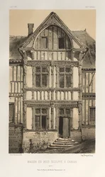 Architecture Pittoresque ou Monuments des XVeme et XVIeme Siecles: Chateaux De France des XV et XVI Siecles: Pl. 25, Maison En Bois Sculpte A Cravan (Yonne)