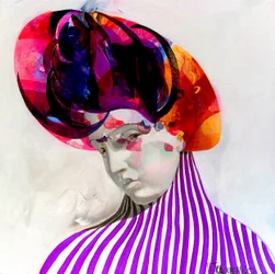 Portrait aux rayures colorées