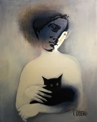 Figure énigmatique, chat noir