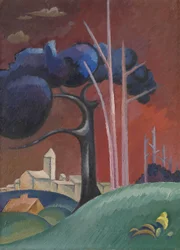 Paysage avec usine près du lac, II