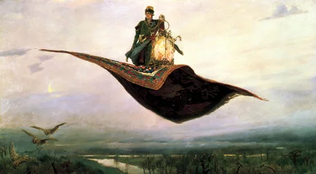 Voyage sur un tapis volant, 1880