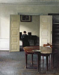 Intérieur avec une femme jouant du piano, 1910