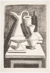 Nature morte. Cruche, bouteille, etc.