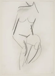 Femme nue assise vue de face