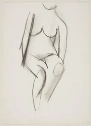 Femme nue assise vue de face