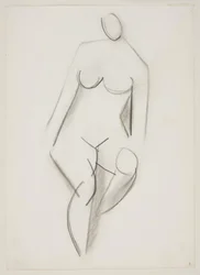 Femme nue assise vue de face