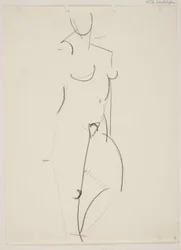 Femme nue debout, tournée vers la droite
