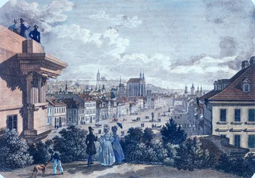 Marché aux chevaux sur la place Venceslas, Prague, 1835