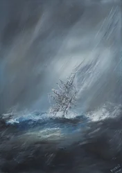 HMS Beagle dans la tempête au large du Cap Horn, 24 décembre 1832