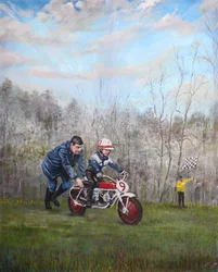 Homme à la moto, 2024 (huile sur toile)