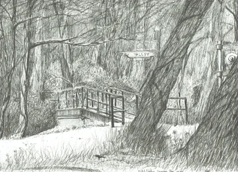 Le vieux pont métallique, parc de Bramhall, 2004