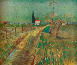 Cottage parmi les champs, vers 1890