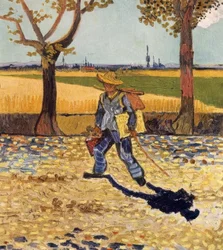 Le peintre en route pour le travail