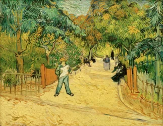 Entrée du parc à Arles avec promeneurs