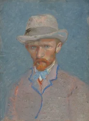 Autoportrait avec chapeau en feutre gris
