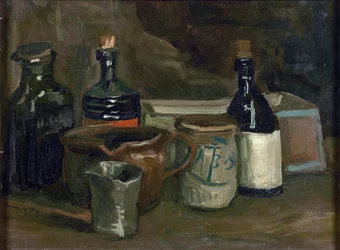 Nature morte avec bouteilles et poteries