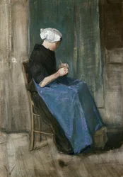 Jeune femme de Scheveningen tricotant, de face, 1881