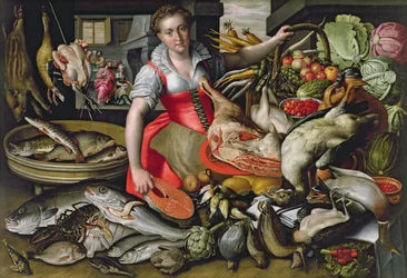 Marthe préparant le repas pour Jésus ou Jésus à la maison de Marthe et Marie