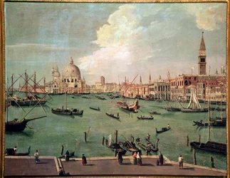 Vue sur le bassin de Saint-Marc, Venise, avec la basilique de Santa Maria della Salute en arrière-plan Peinture de Vincenzo Chilone (1758-1839) Dim 100x135 cm Venise, Museo Correr, n 151