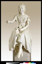 Portrait de la marquise Virginia Busti Porro en jeune fille ou jeune dame offrant une fleur