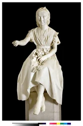 Portrait de la marquise Virginia Busti Porro en jeune fille ou jeune dame offrant une fleur