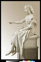Portrait de la marquise Virginia Busti Porro en jeune fille ou jeune dame offrant une fleur