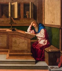Saint Jérôme dans son cabinet de travail, vers 1515-1520 (technique mixte sur peuplier)