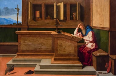 Saint Jérôme dans son cabinet de travail, vers 1515-1520 (technique mixte sur peuplier)