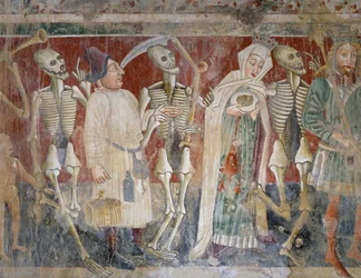 Près de Pazin, reine et marchand accompagnés par la Mort, Danse Macabre (1474), (détail)