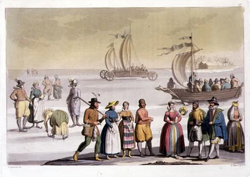 Scène de patinage néerlandaise gravée par G. Bramatti