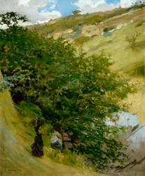 Tas de bois dans le paysage par Vittorio Matteo Corcos (1859-1933)