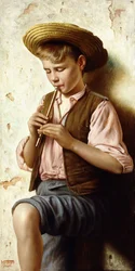 Un jeune garçon avec une flûte