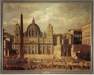 Saint-Pierre de Rome. Façade avant la rénovation (peinture sur toile)