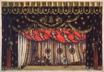 Décor préparatoire pour la pièce de théâtre "Le destructeur de Jérusalem" d