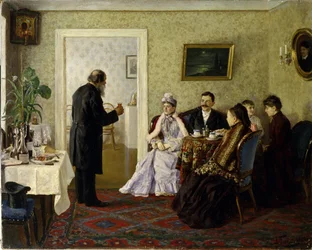 Les jeunes mariés en visite chez le beau-père - Peinture de Vladimir Nikolayevich Pchelin