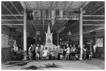 Temple de Bouddha, Canton, Chine, 1843