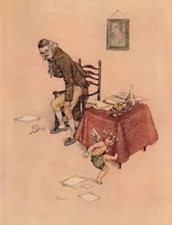 Il sauta des genoux du vieil homme et dansa autour de lui sur le sol, vers 1930