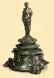 Encrier en bronze avec figurine d