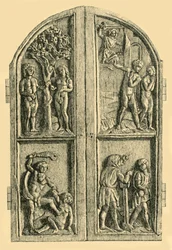Diptyque en bois avec des scènes du Livre de la Genèse, milieu du XIXe siècle, 1881