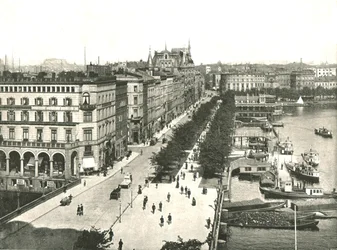 Le Jungfernstieg, Hambourg, Allemagne, 1895
