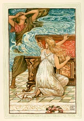 Pandore ouvre la boîte (lithographie couleur)