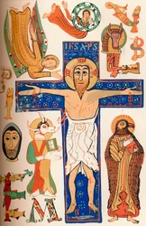 Crucifixion avec lettres décorées, vers 790 après J.-C., 1849