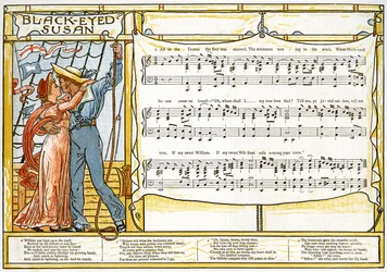 « Black-Eyed Susan », illustration de chanson tirée de « Pan-Pipes », A Book of Old Songs, Newly Arranged and with Accompaniments de Theo. Marzials, publié à Londres par George Routledge and Sons, 1884