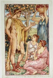 Hercule (Heraclès) et les nymphes - dans « A wonder book for girls and boys » de Walter Crane