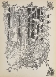 Le Prince Charmant se fraye un chemin à travers la forêt envahie jusqu
