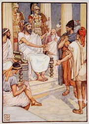 Solon libérant un esclave, c.595, illustration de The Story of Greece par Mary Macgregor
