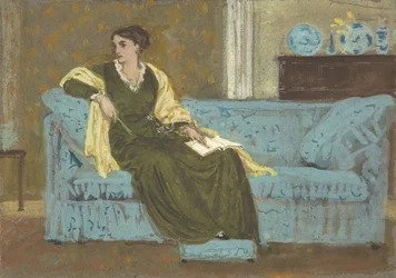 Femme assise sur un canapé, 1865-1915