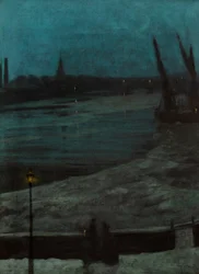 Nocturne, Battersea Reach (huile sur toile)