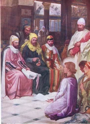 Le jeune Jésus dans le temple, de The Bible Picture Book publié par Thomas Nelson, c.1950