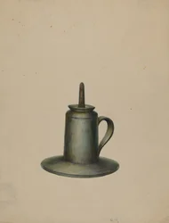Lampe à huile en étain